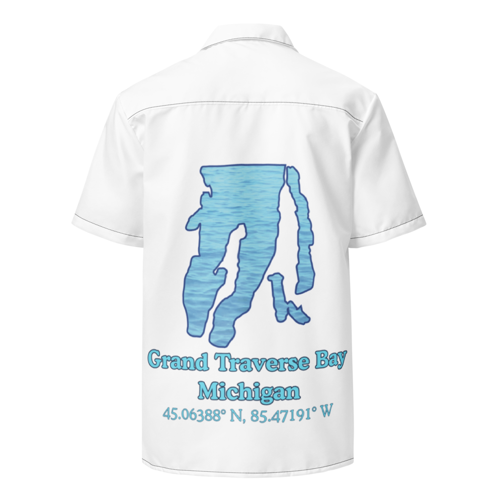Grand Traverse Bay Button Down Shirt with over-sized print