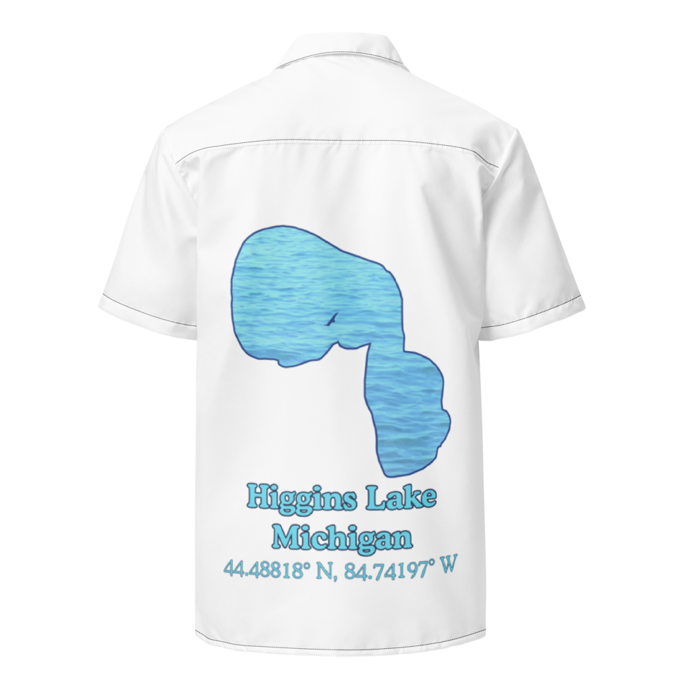 Higgins Lake Button Down Shirt with over-sized print