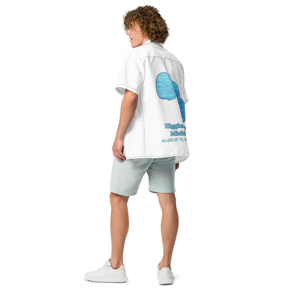 Higgins Lake Button Down Shirt with over-sized print