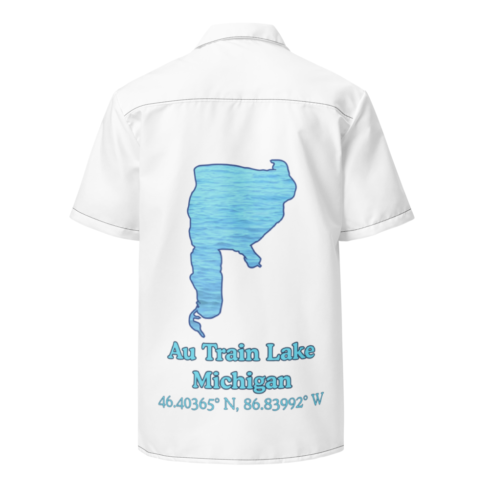 Au Train Lake Button Down Shirt with over-sized print