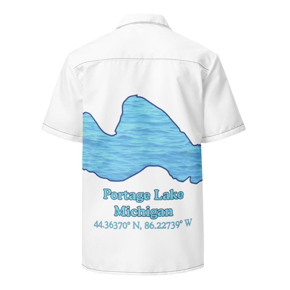 Portage Lake Button Down Shirt with over-sized print