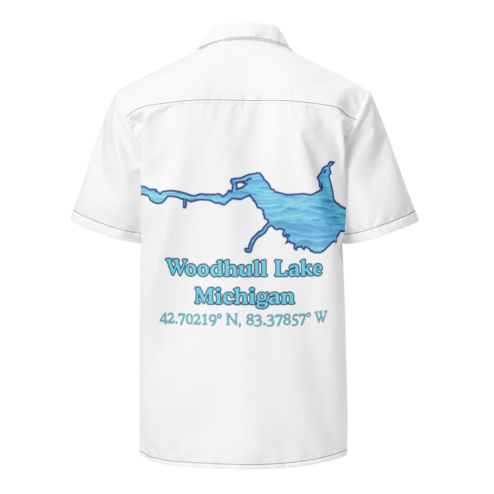 Woodhull Lake Button Down Shirt with over-sized print