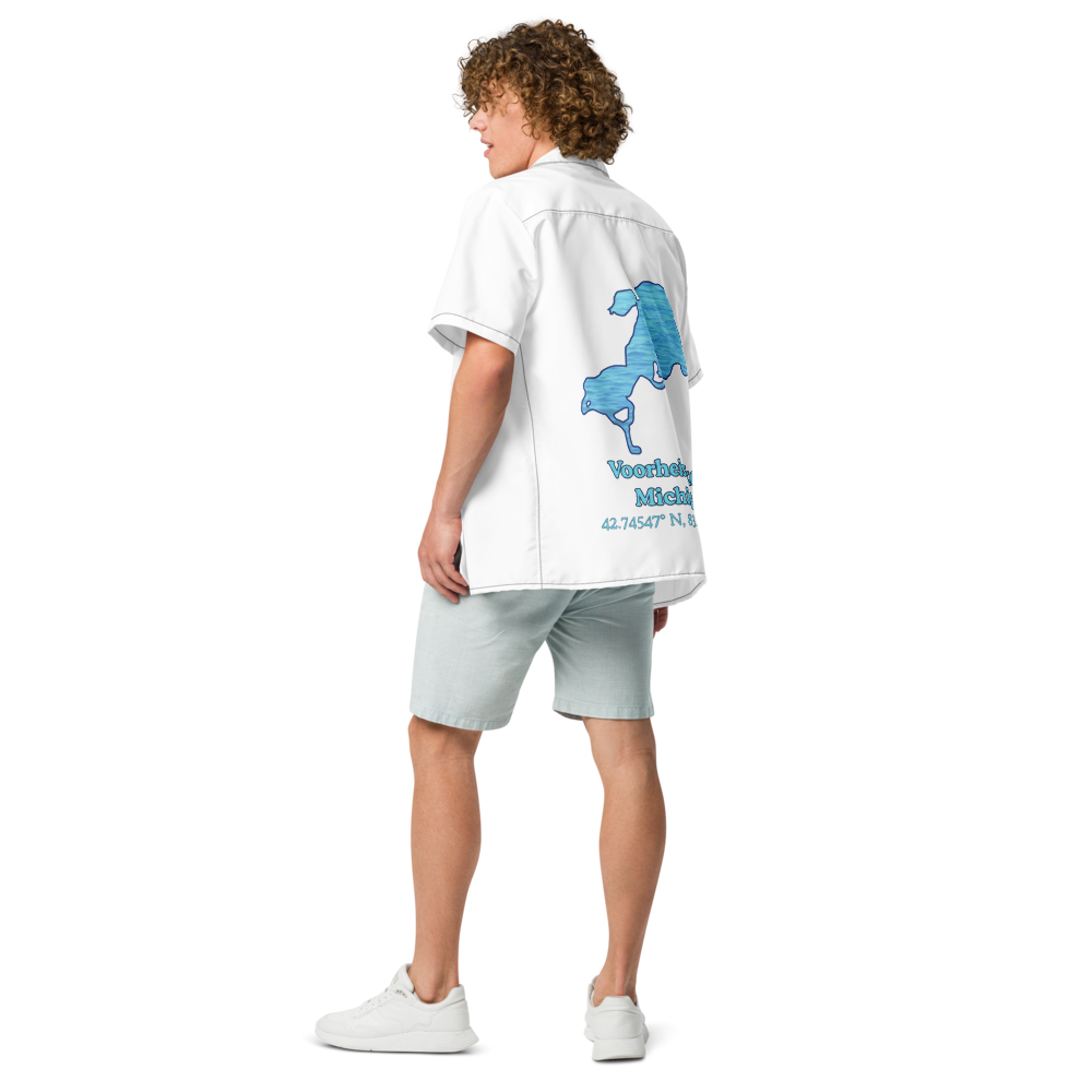 Voorheis Lake Button Down Shirt with over-sized print