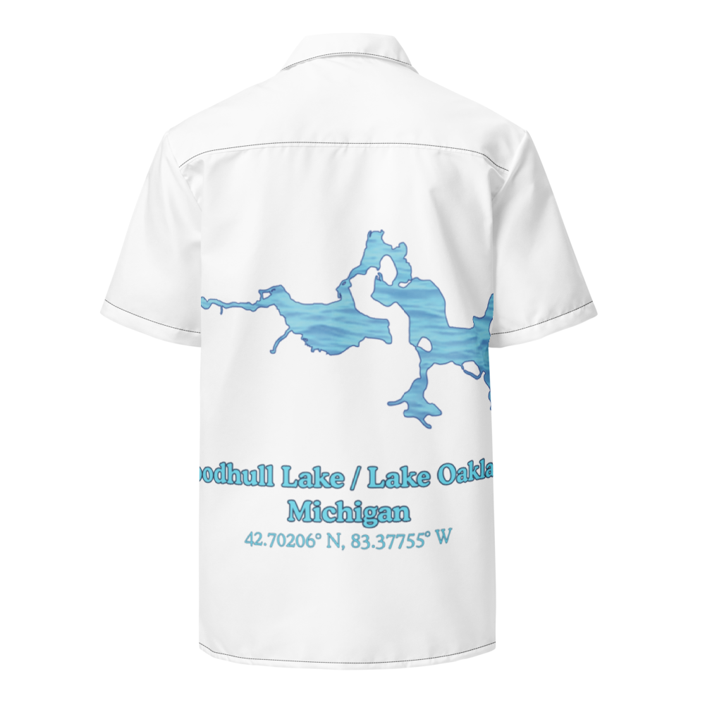 Woodhull Lake / Lake Oakland Button Down Shirt with over-sized print
