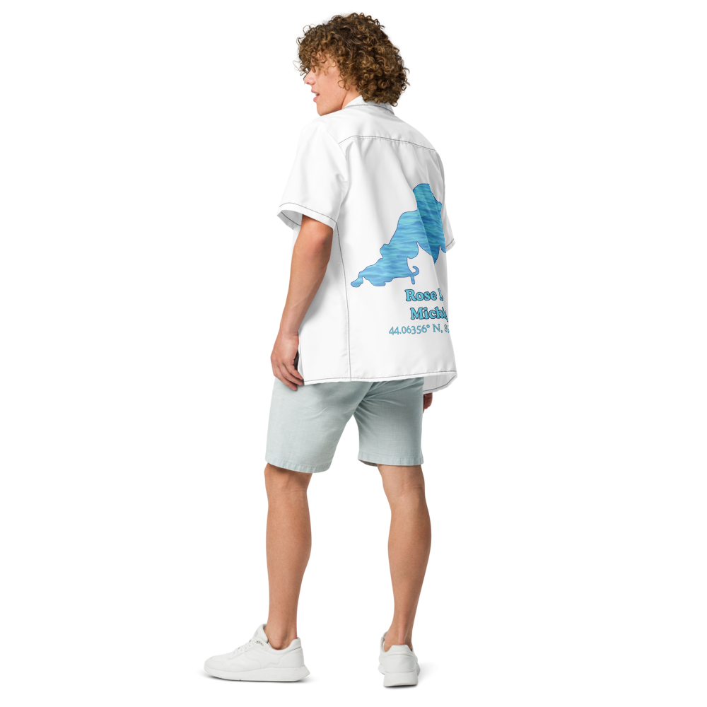 Rose Lake Button Down Shirt with over-sized print