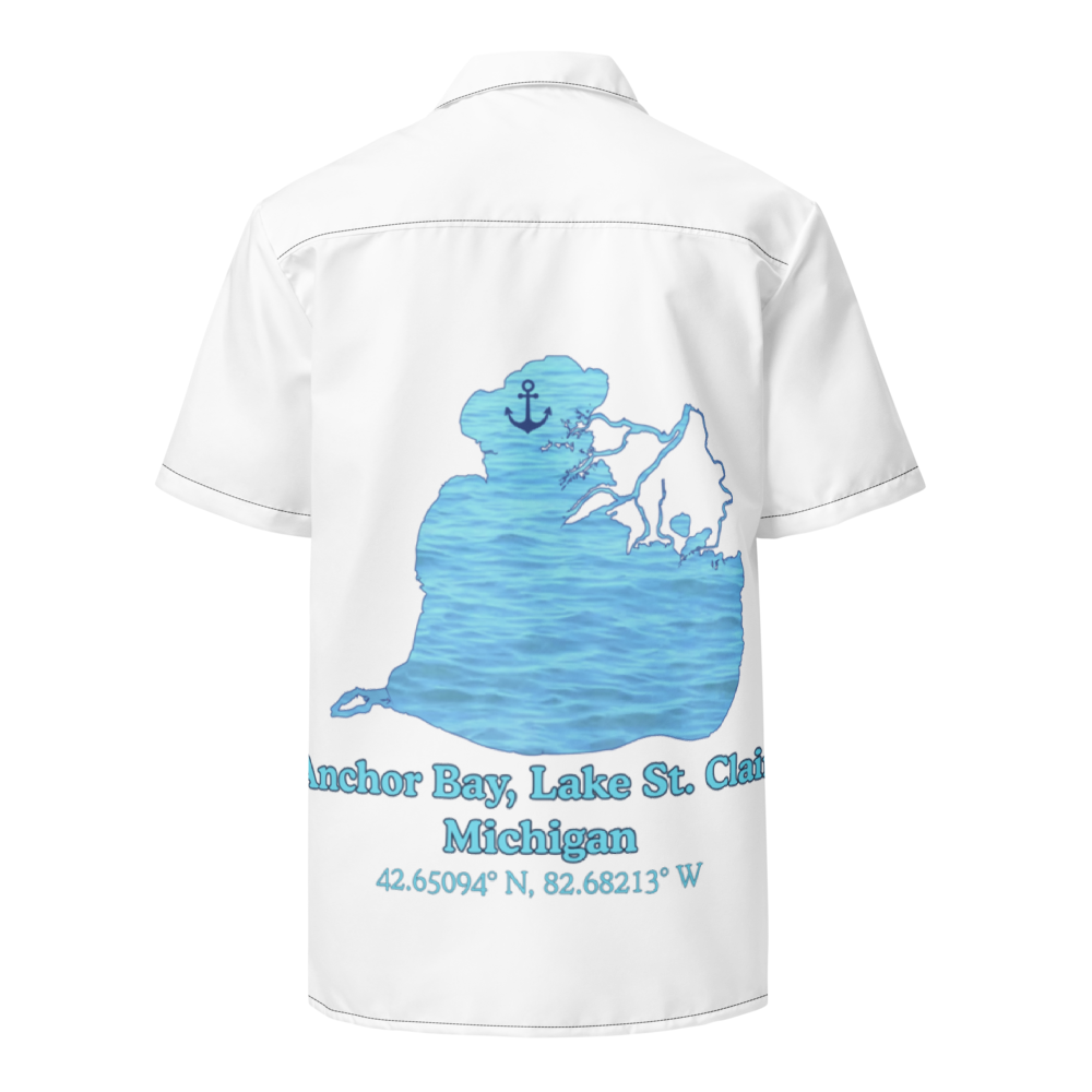 Anchor Bay, Lake St. Clair Button Down Shirt with over-sized print