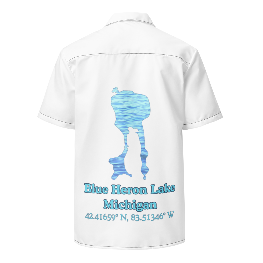 Blue Heron Lake Button Down Shirt with over-sized print