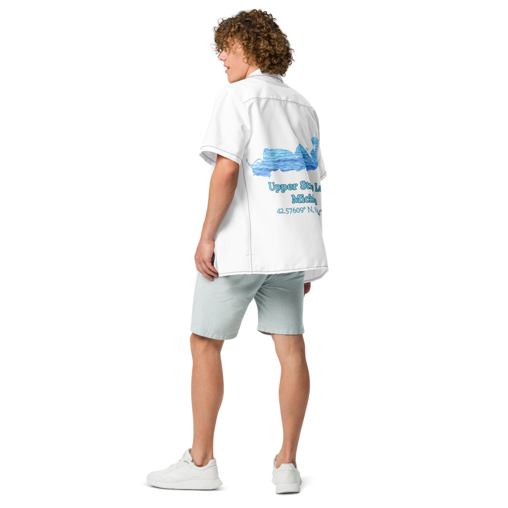 Upper Straits Lake Button Down Shirt with over-sized print