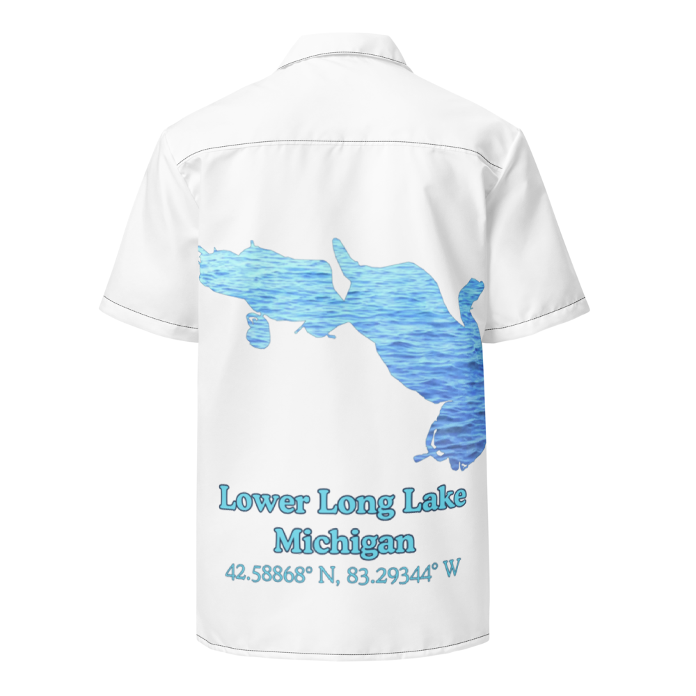 Lower Long Lake Button Down Shirt with over-sized print