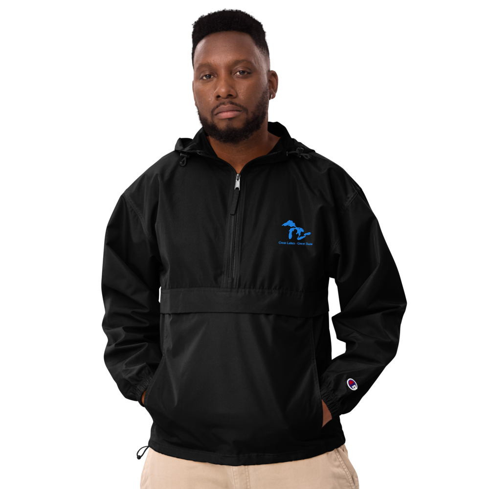 Great Lakes - Great State Embroidered Champion Windbreaker Pullover Jacket (1/2 Zip Front)