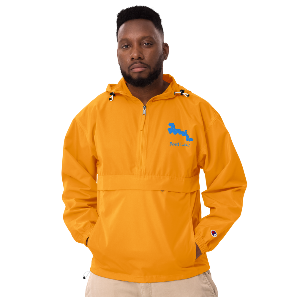 Ford Lake Embroidered Champion Windbreaker Pullover Jacket (1/2 Zip Front)