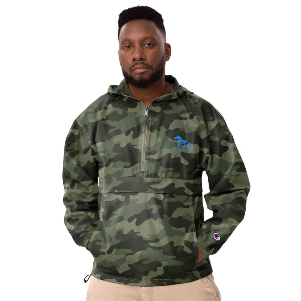 Great Lakes - Great State Embroidered Champion Windbreaker Pullover Jacket (1/2 Zip Front)