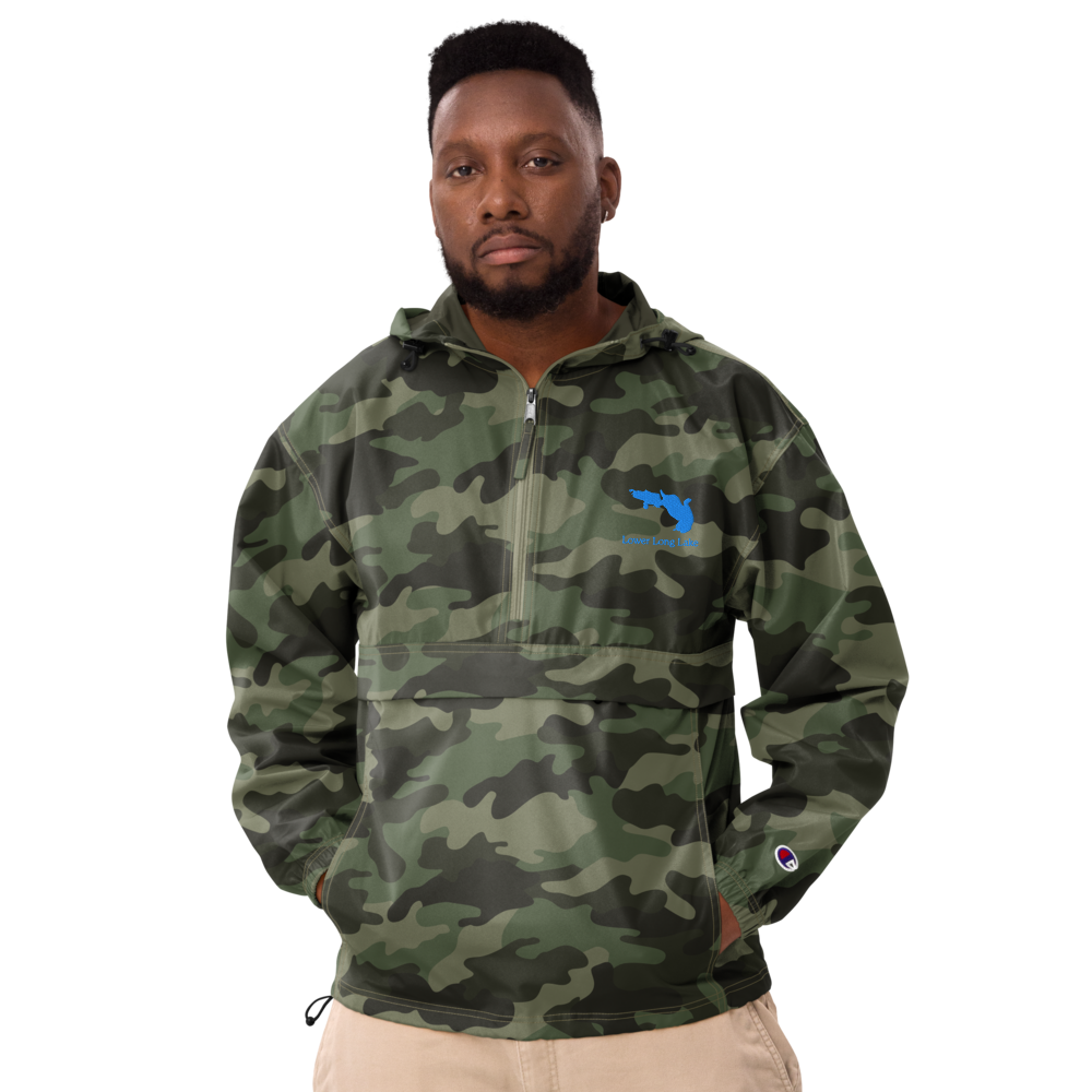 Lower Long Lake Embroidered Champion Windbreaker Pullover Jacket (1/2 Zip Front)