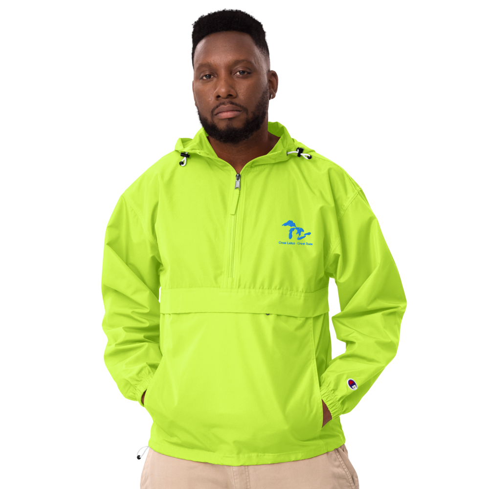 Great Lakes - Great State Embroidered Champion Windbreaker Pullover Jacket (1/2 Zip Front)