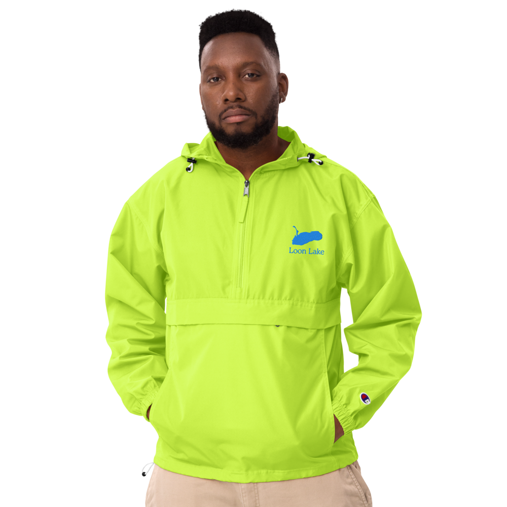 Loon Lake Embroidered Champion Windbreaker Pullover Jacket (1/2 Zip Front)