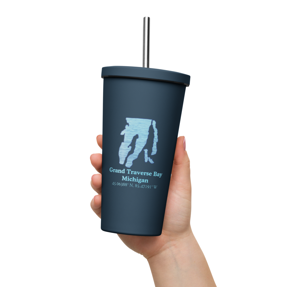 Grand Traverse Bay 20 oz. Insulated Stainless Steel Tumbler & Metal Straw