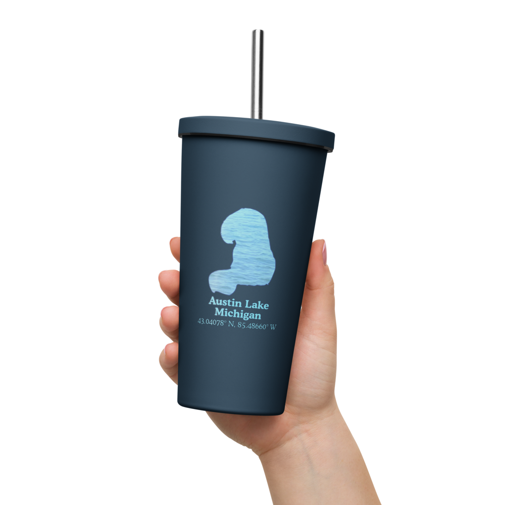 Austin Lake 20 oz. Insulated Stainless Steel Tumbler & Metal Straw