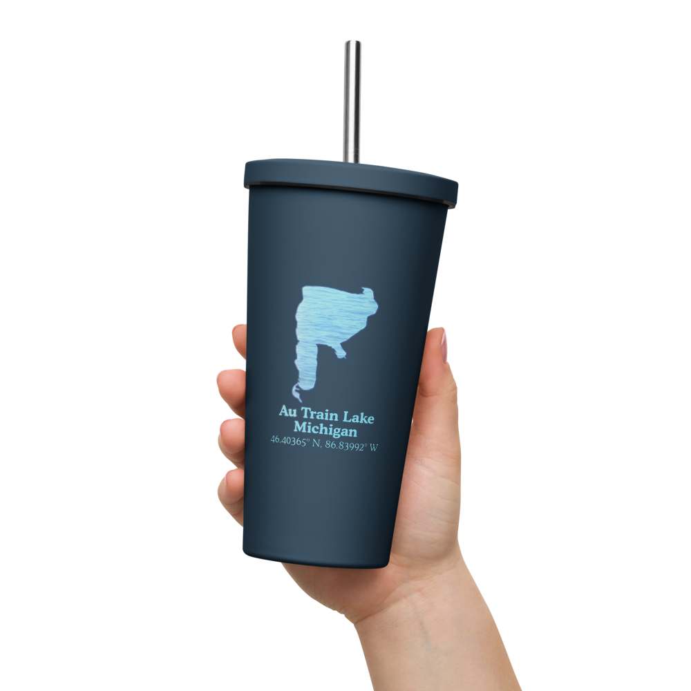 Au Train Lake 20 oz. Insulated Stainless Steel Tumbler & Metal Straw