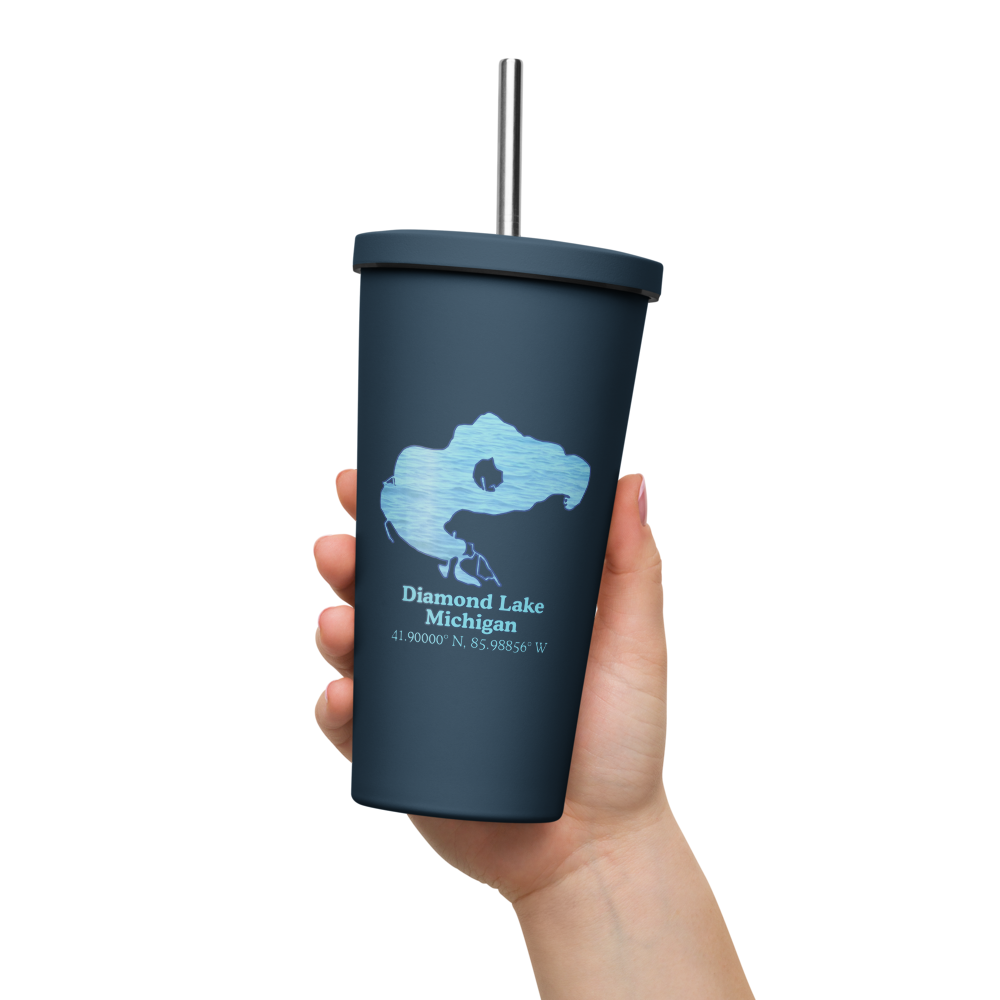 Diamond Lake 20 oz. Insulated Stainless Steel Tumbler & Metal Straw
