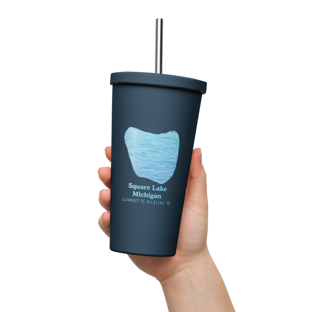 Square Lake 20 oz. Insulated Stainless Steel Tumbler & Metal Straw