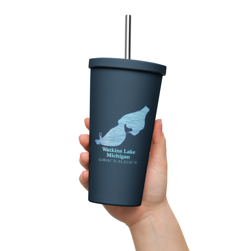 Watkins Lake 20 oz. Insulated Stainless Steel Tumbler & Metal Straw