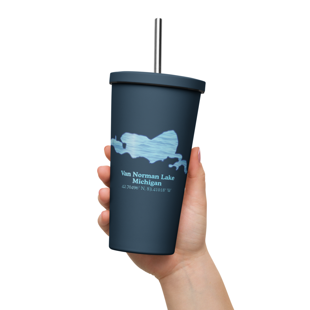 Van Norman Lake 20 oz. Insulated Stainless Steel Tumbler & Metal Straw