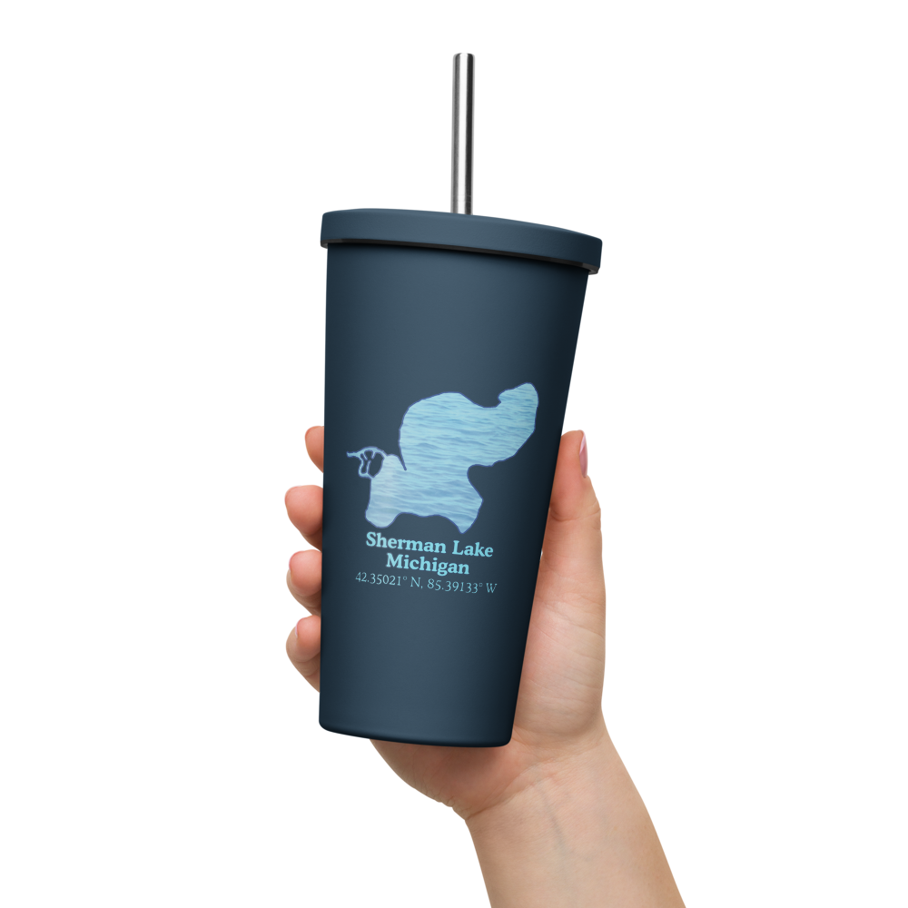 Sherman Lake 20 oz. Insulated Stainless Steel Tumbler & Metal Straw