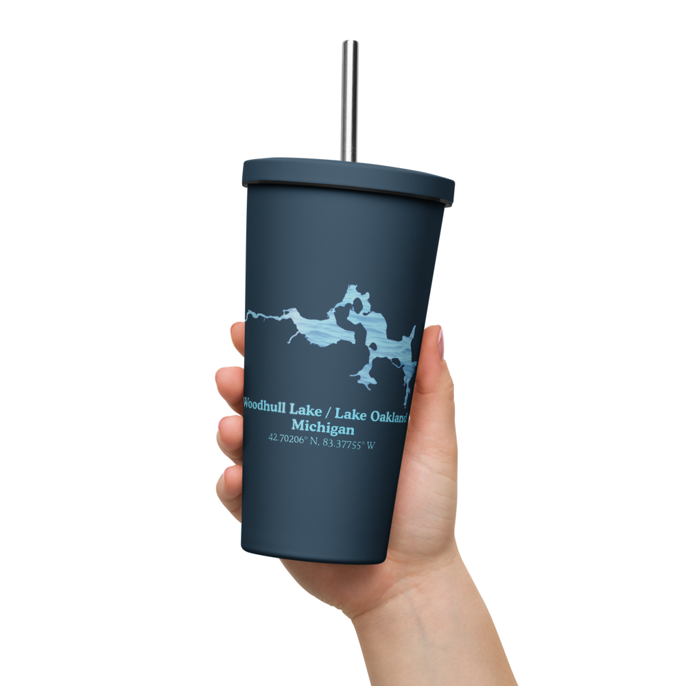 Woodhull Lake / Lake Oakland 20 oz. Insulated Stainless Steel Tumbler & Metal Straw