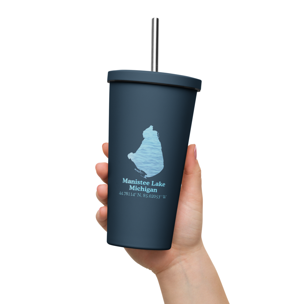 Manistee Lake 20 oz. Insulated Stainless Steel Tumbler & Metal Straw