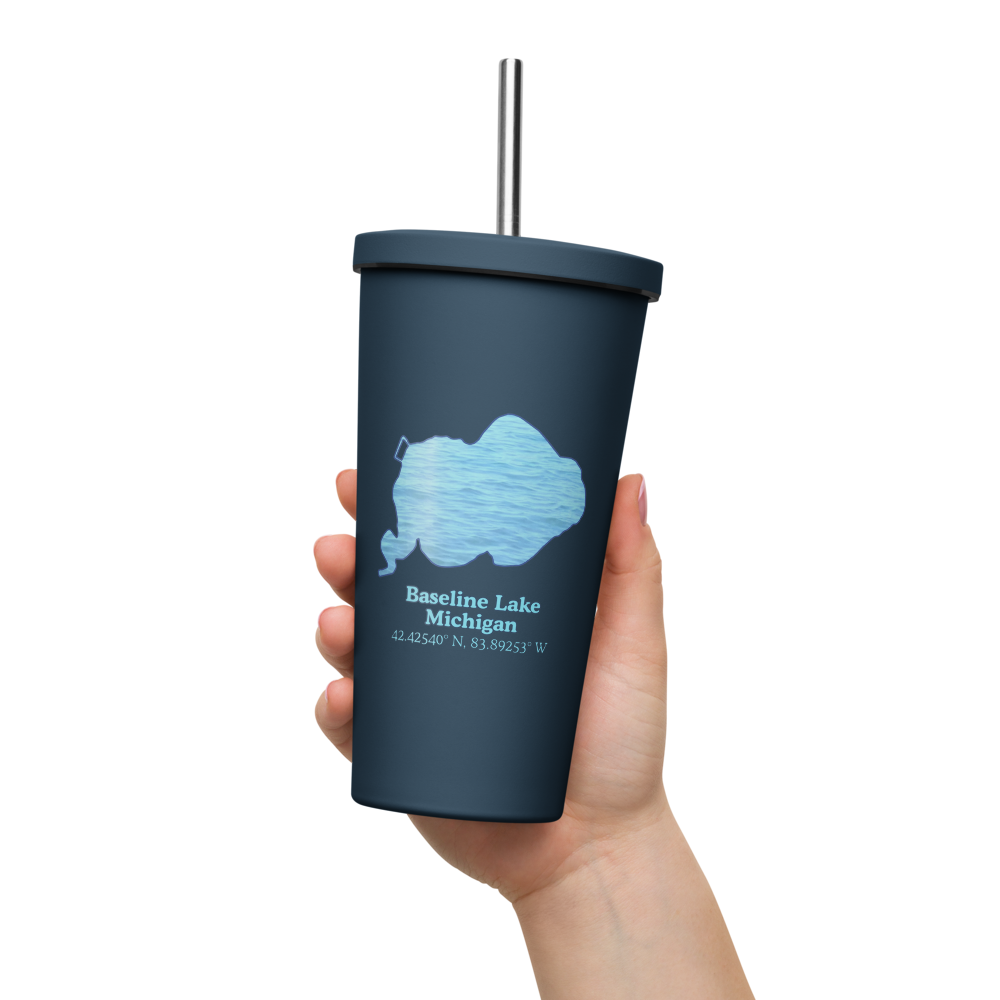 Baseline Lake 20 oz. Insulated Stainless Steel Tumbler & Metal Straw