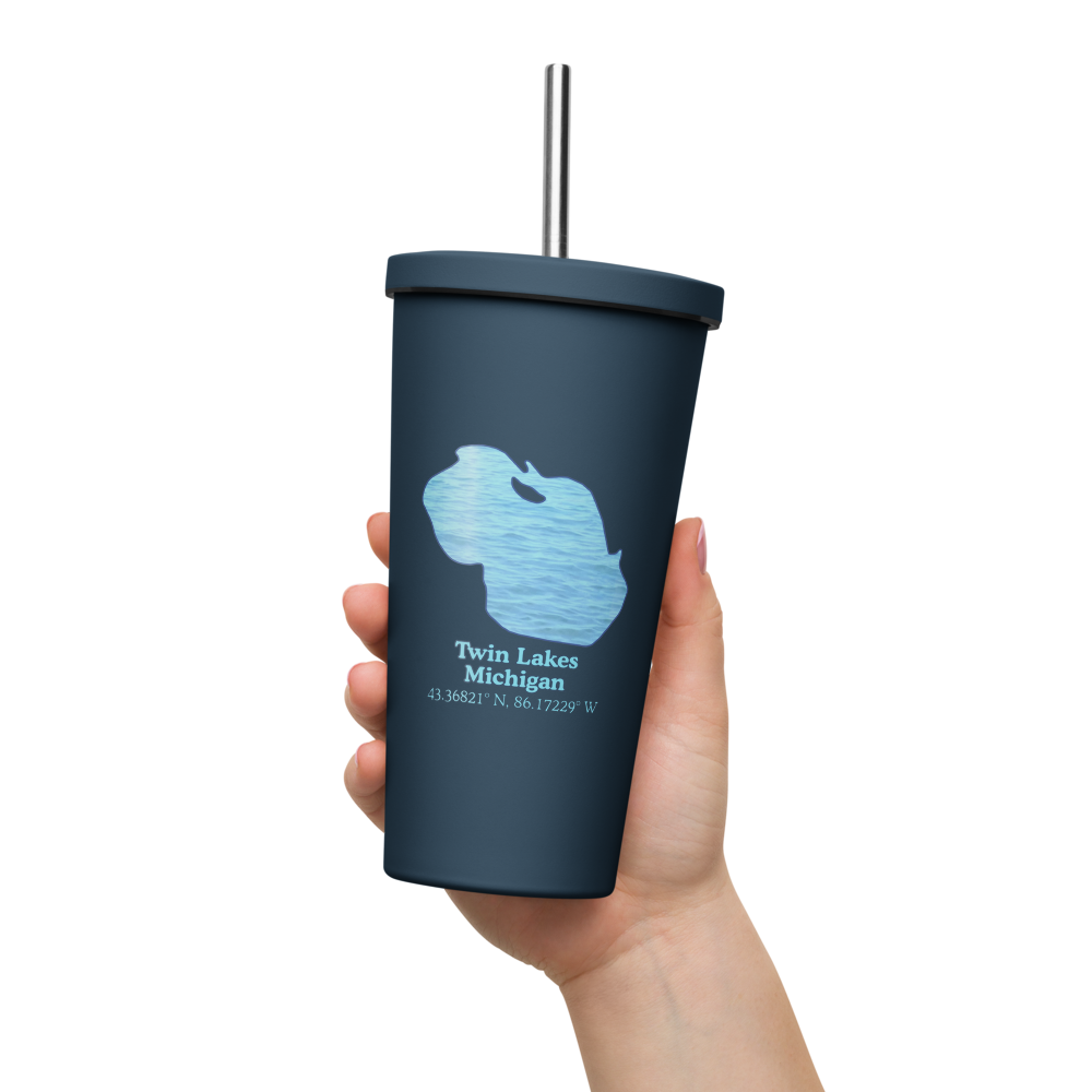 Twin Lakes 20 oz. Insulated Stainless Steel Tumbler & Metal Straw