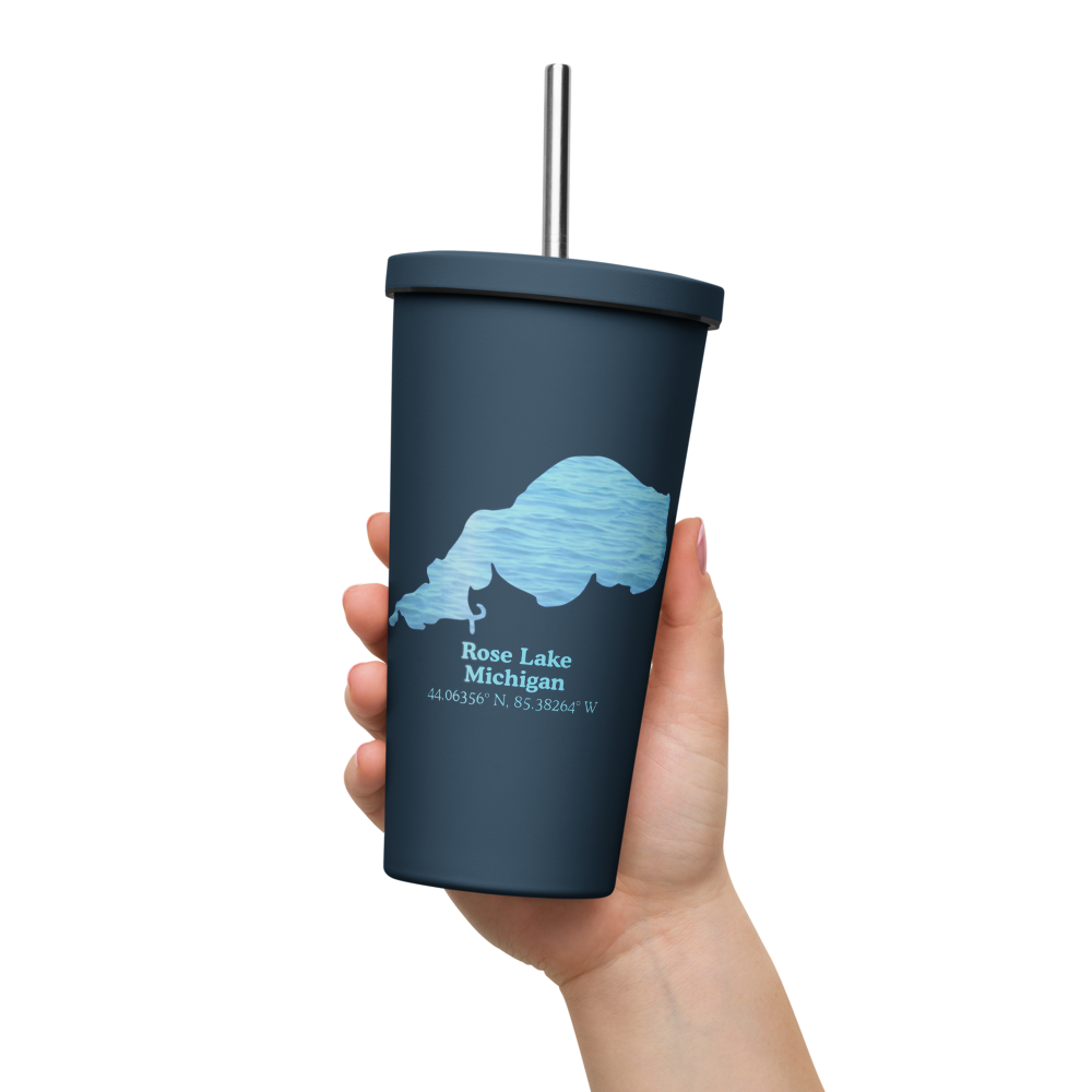 Rose Lake 20 oz. Insulated Stainless Steel Tumbler & Metal Straw