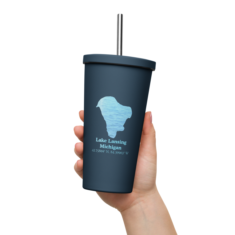 Lake Lansing 20 oz. Insulated Stainless Steel Tumbler & Metal Straw