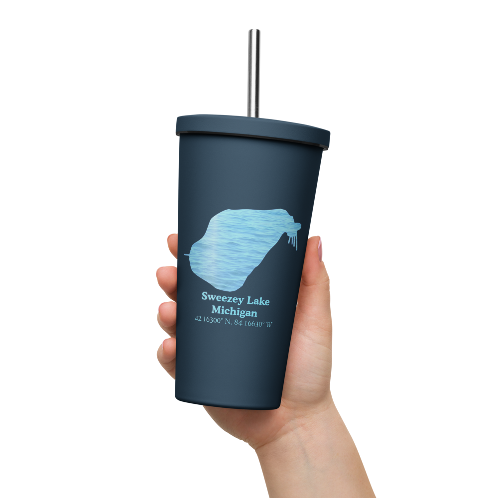 Sweezey Lake 20 oz. Insulated Stainless Steel Tumbler & Metal Straw