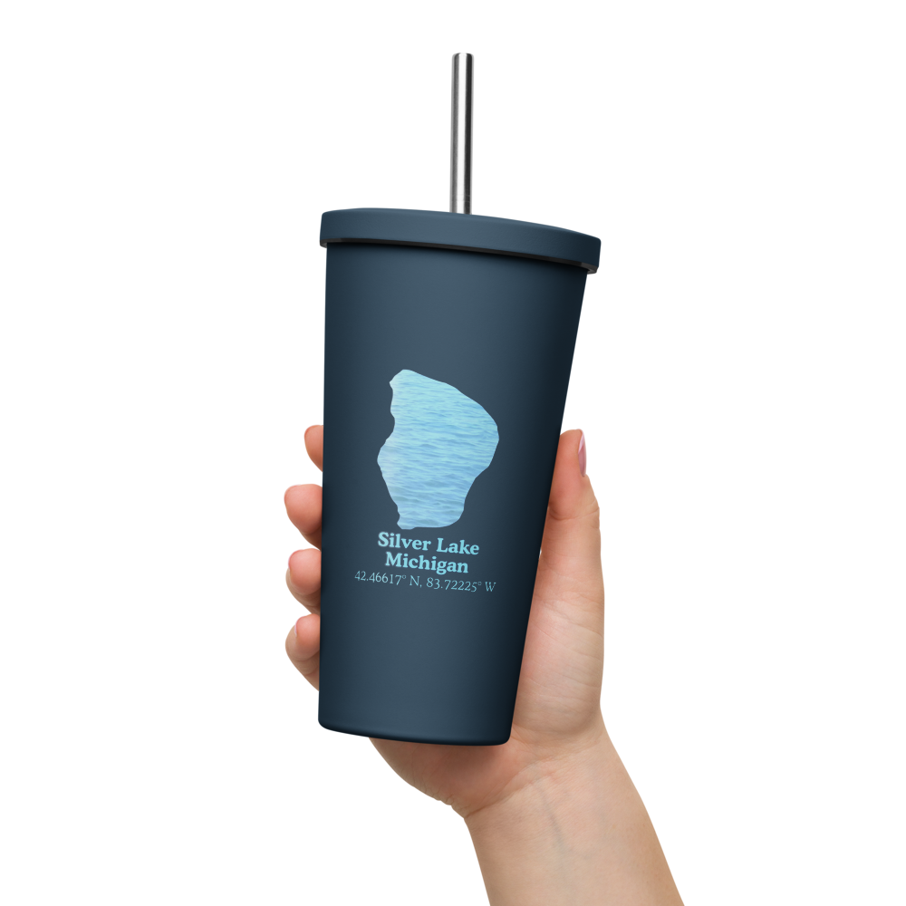 Silver Lake 20 oz. Insulated Stainless Steel Tumbler & Metal Straw