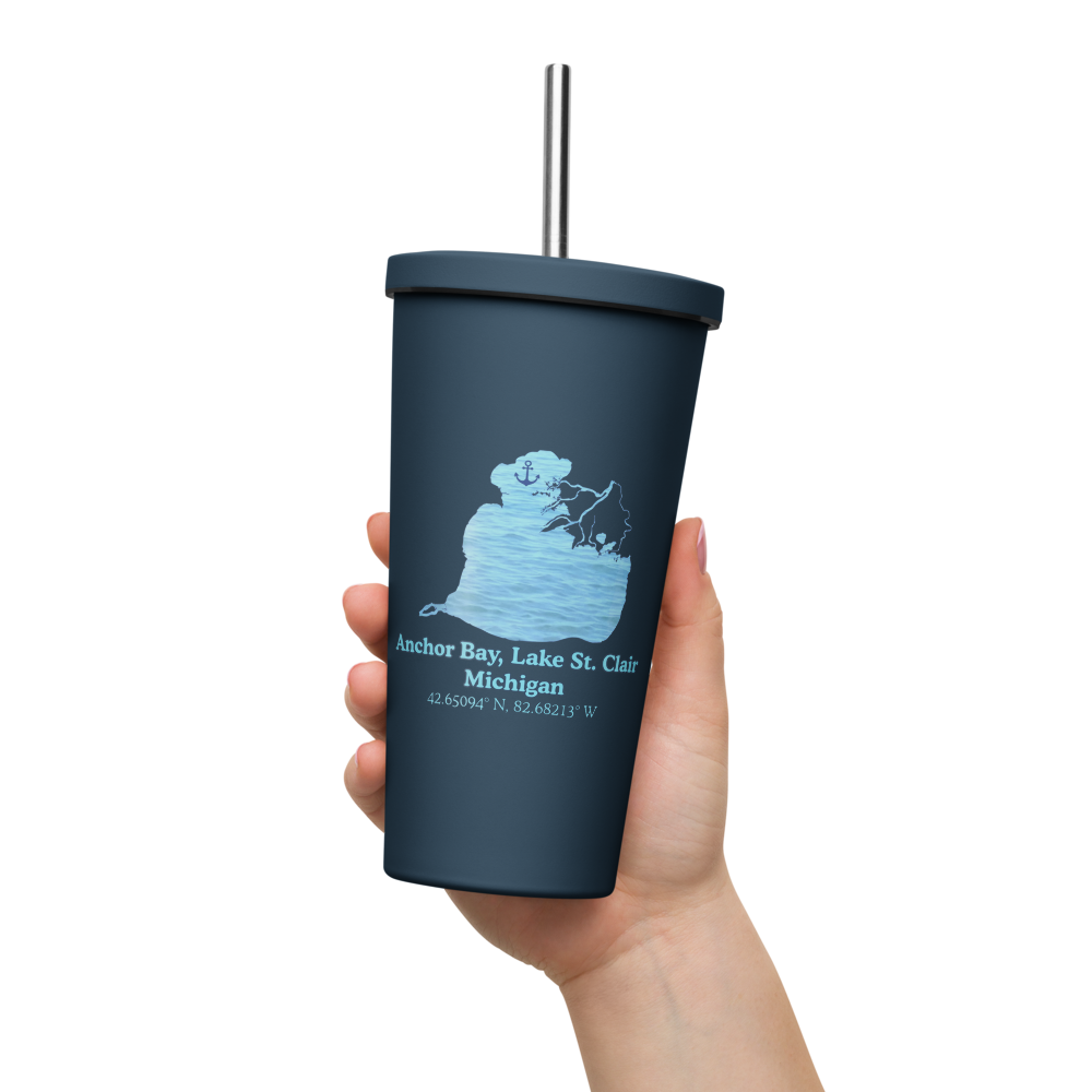 Anchor Bay, Lake St. Clair 20 oz. Insulated Stainless Steel Tumbler & Metal Straw