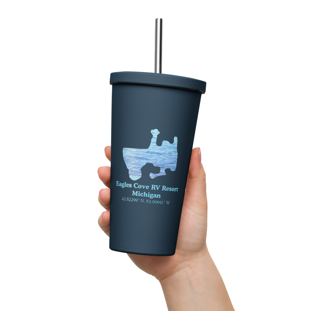 Eagles Cove RV Resort 20 oz. Insulated Stainless Steel Tumbler & Metal Straw