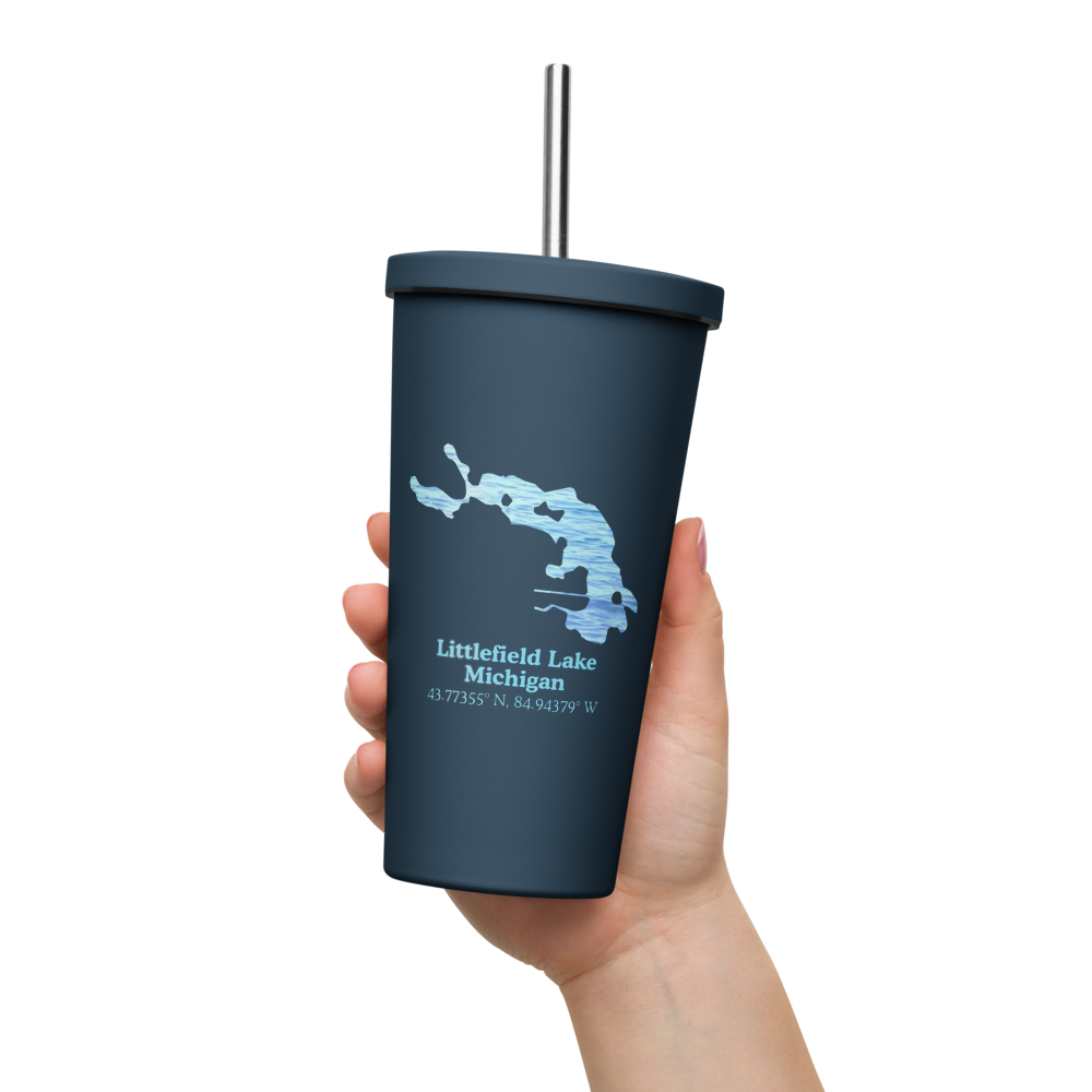 Littlefield Lake 20 oz. Insulated Stainless Steel Tumbler & Metal Straw