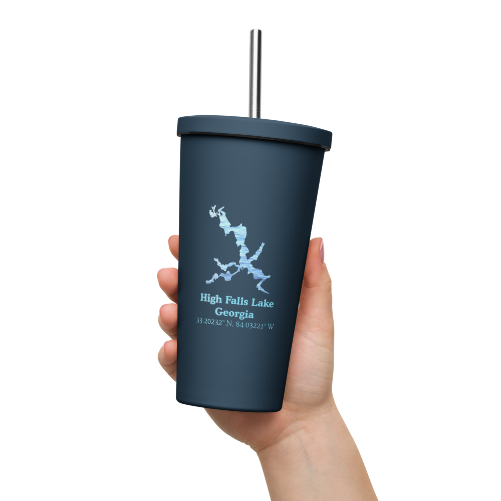High Falls Lake 20 oz. Insulated Stainless Steel Tumbler & Metal Straw