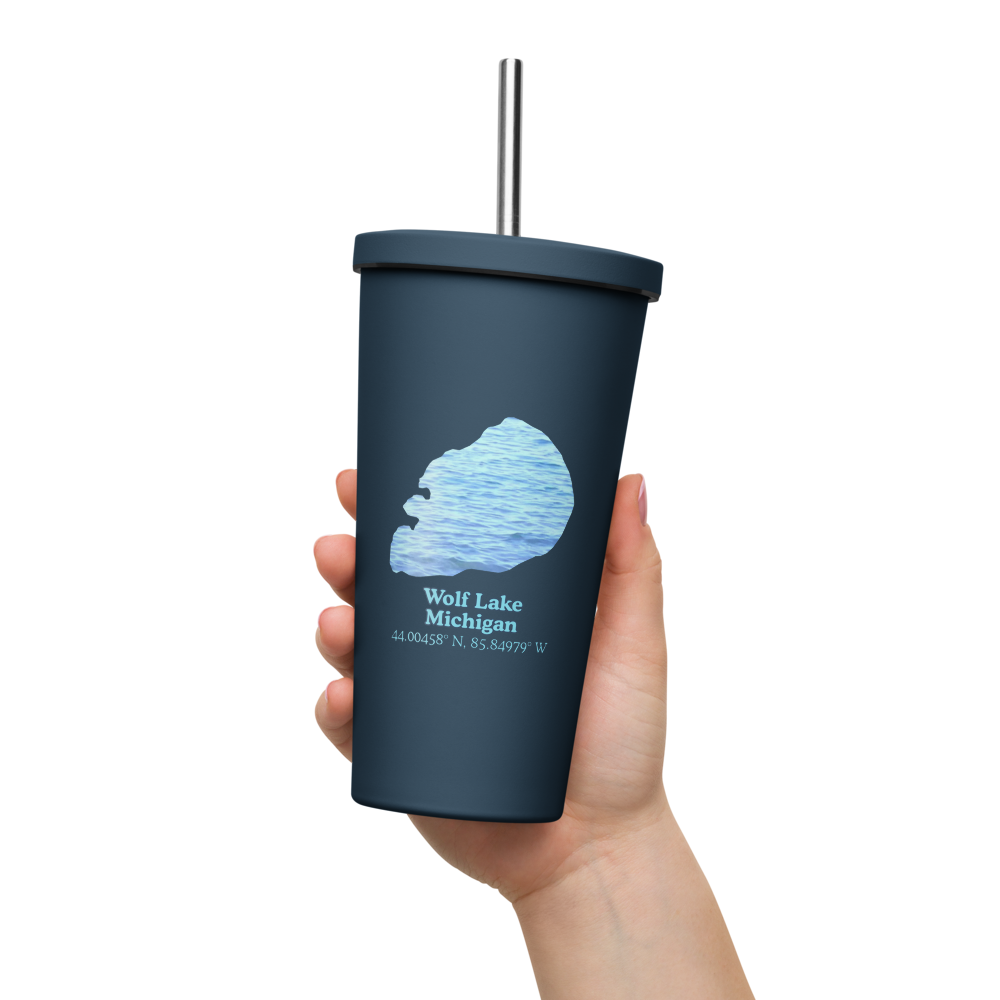 Wolf Lake 20 oz. Insulated Stainless Steel Tumbler & Metal Straw