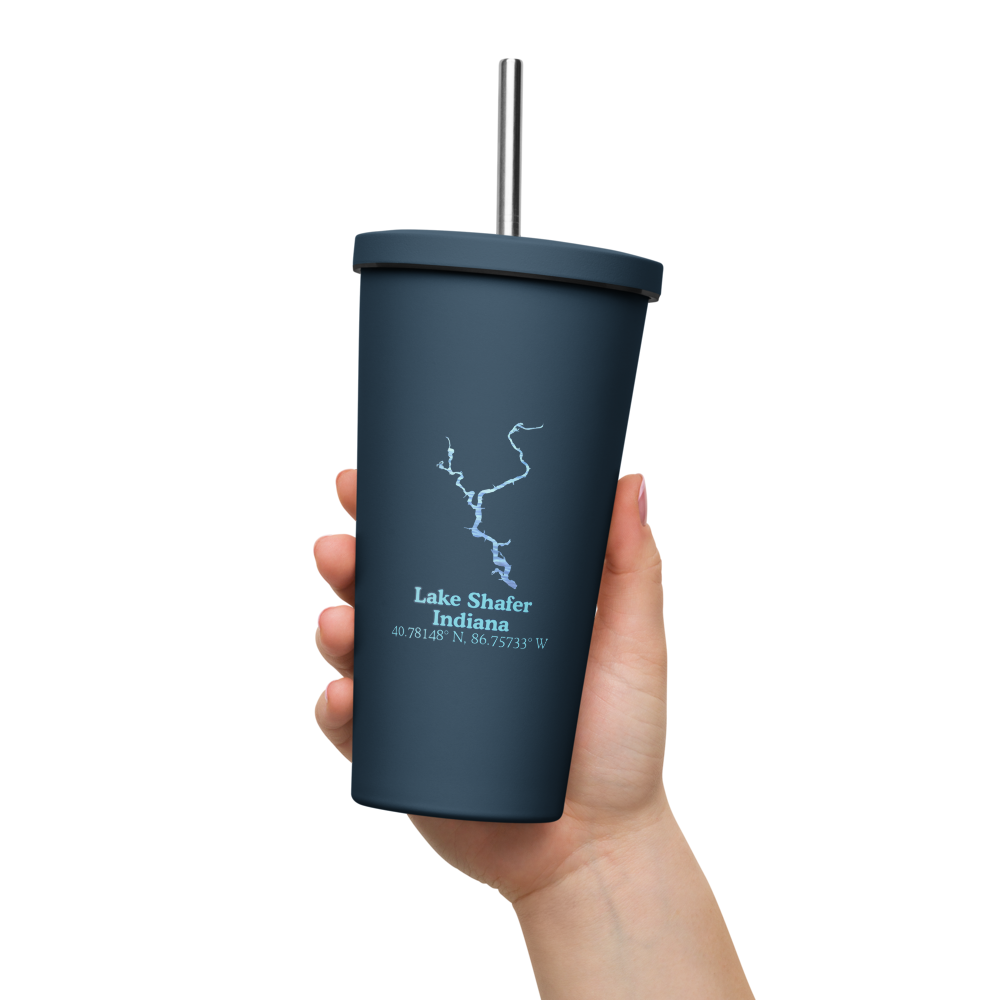 Lake Shafer 20 oz. Insulated Stainless Steel Tumbler & Metal Straw