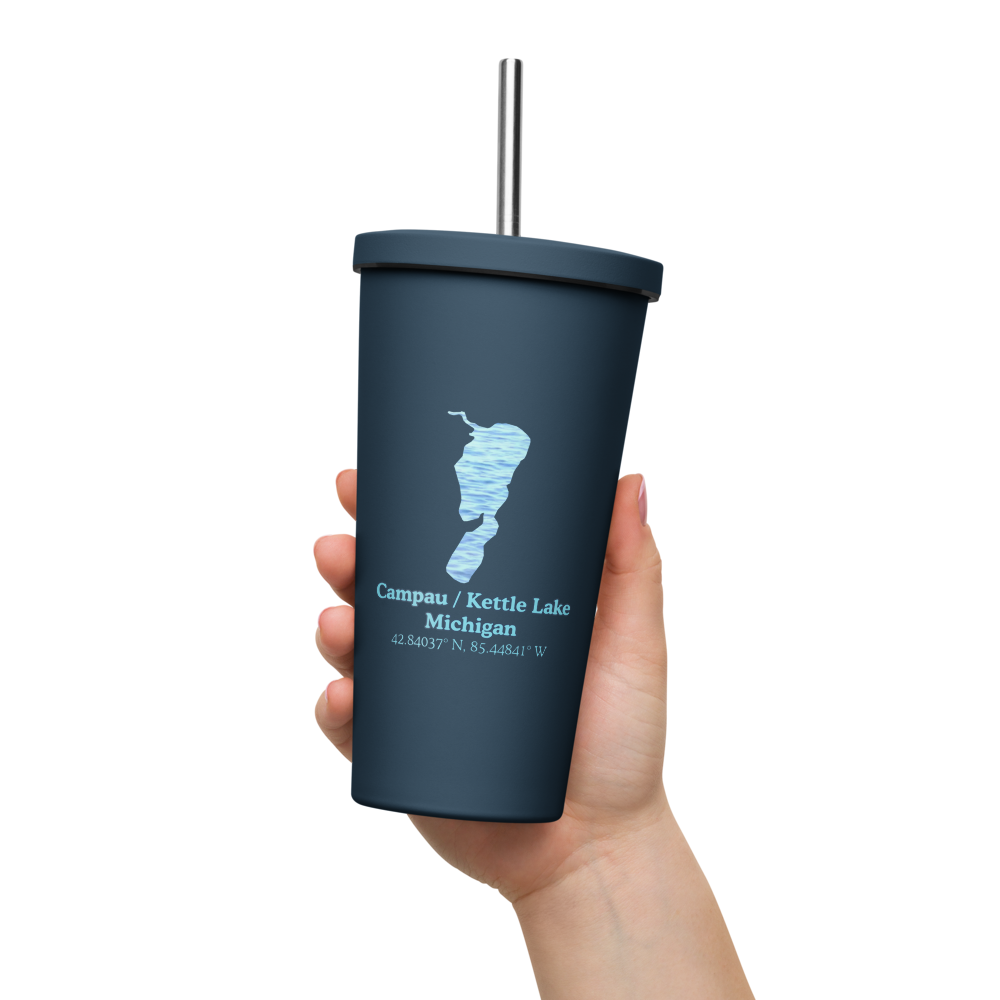 Campau / Kettle Lake 20 oz. Insulated Stainless Steel Tumbler & Metal Straw