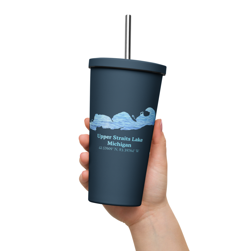 Upper Straits Lake 20 oz. Insulated Stainless Steel Tumbler & Metal Straw