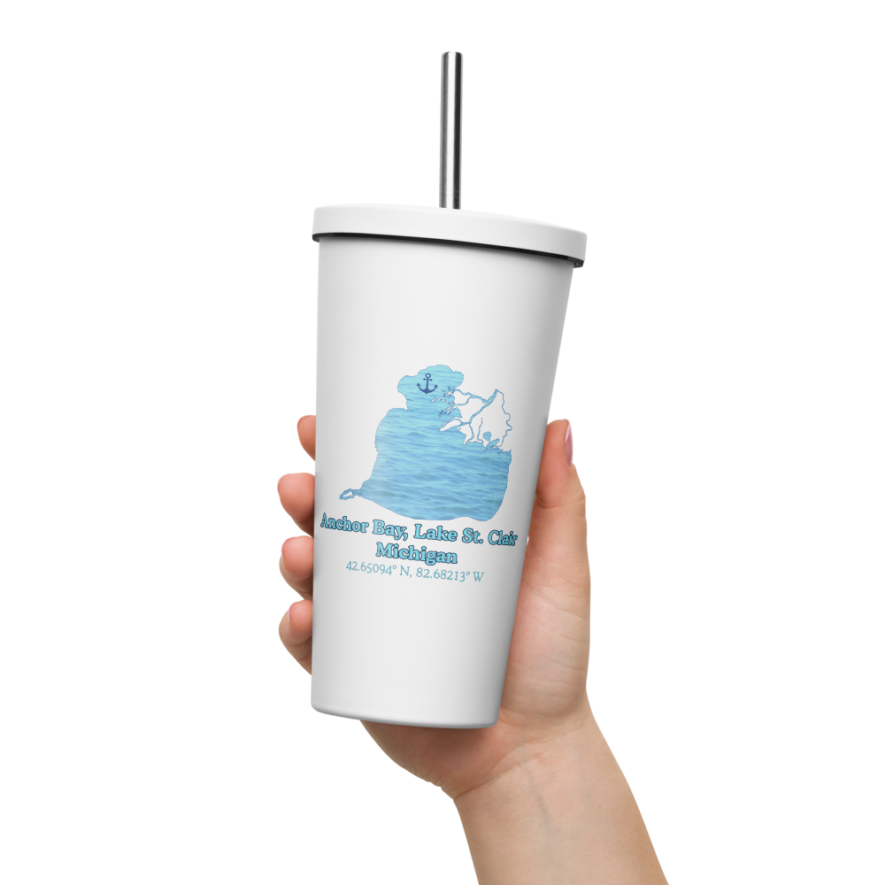Anchor Bay, Lake St. Clair 20 oz. Insulated Stainless Steel Tumbler & Metal Straw