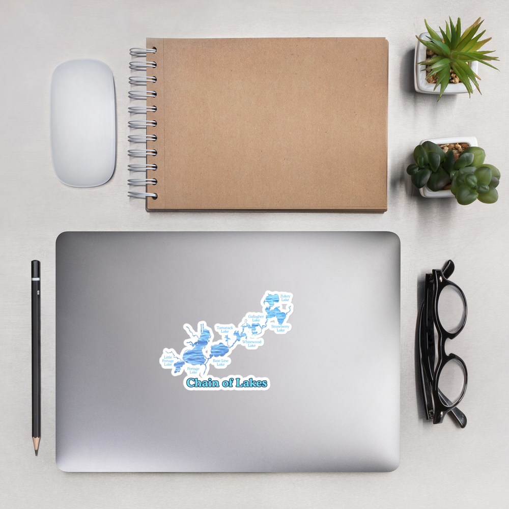 Chain of Lakes Stickers in two sizes