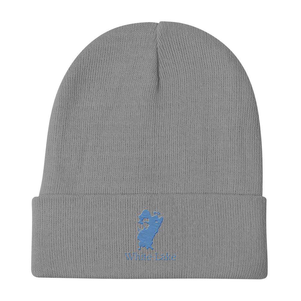 White Lake Embroidered Beanie Hat