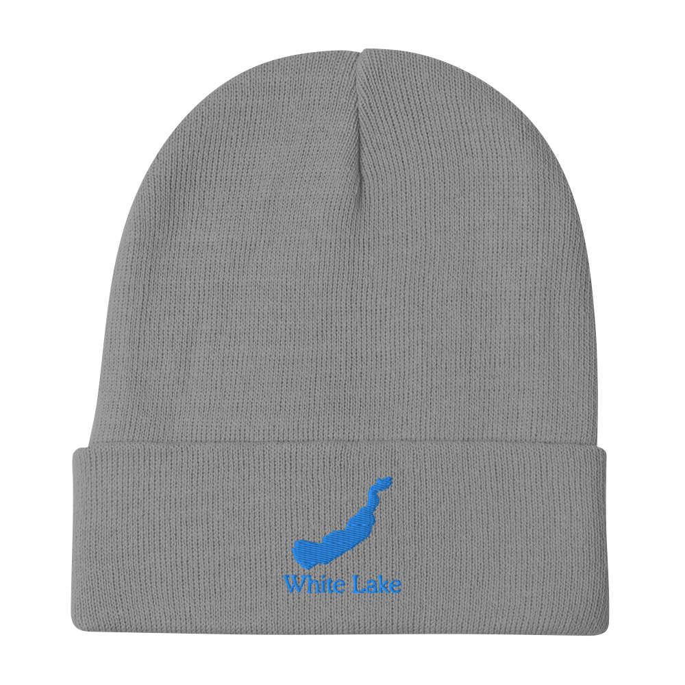 White Lake Embroidered Beanie Hat