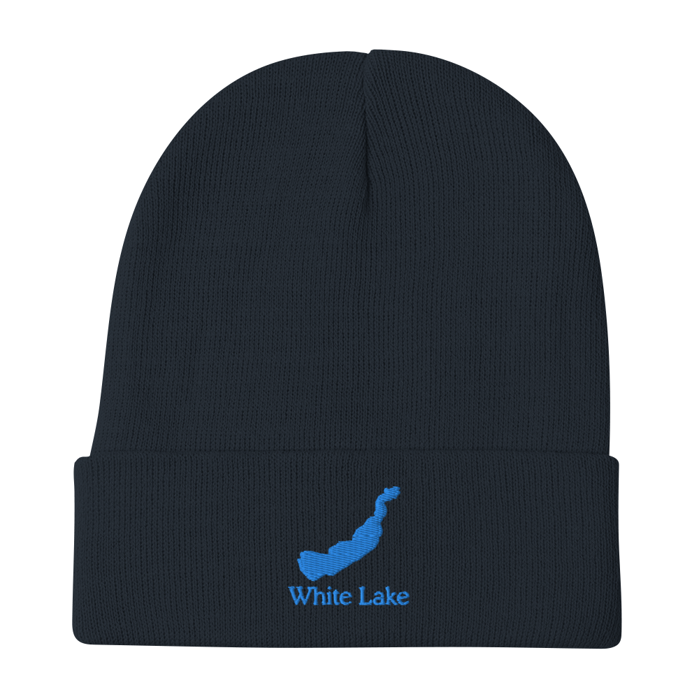 White Lake Embroidered Beanie Hat