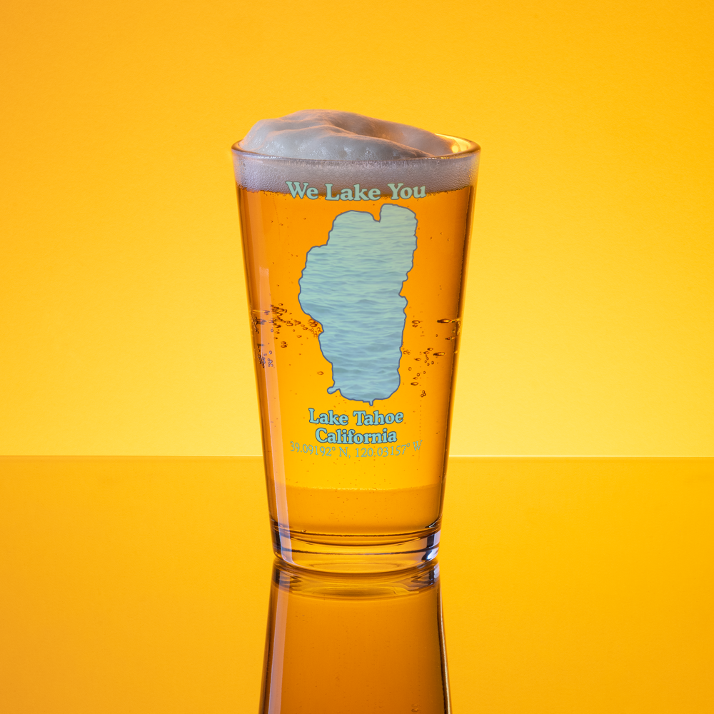 16 oz Pint Glass with Lake Tahoe