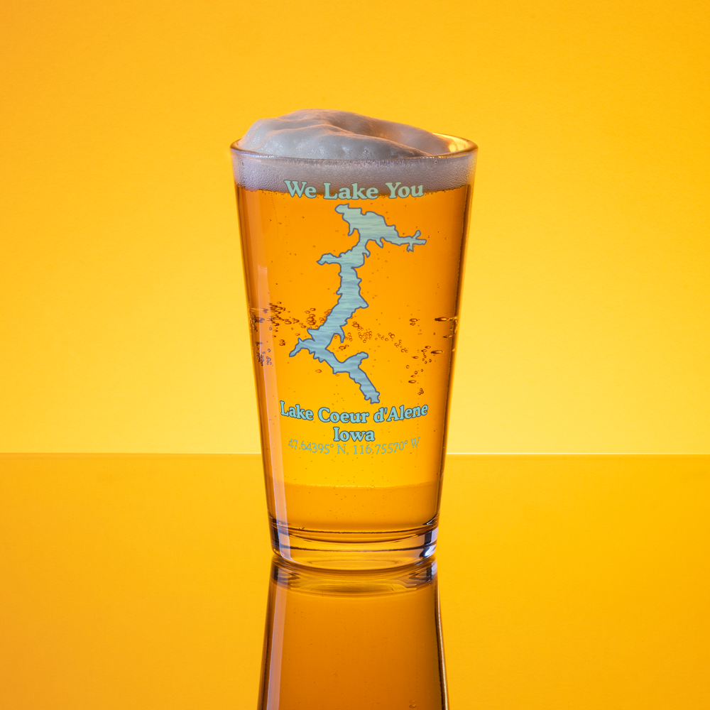 16 oz Pint Glass with Lake Coeur d'Alene